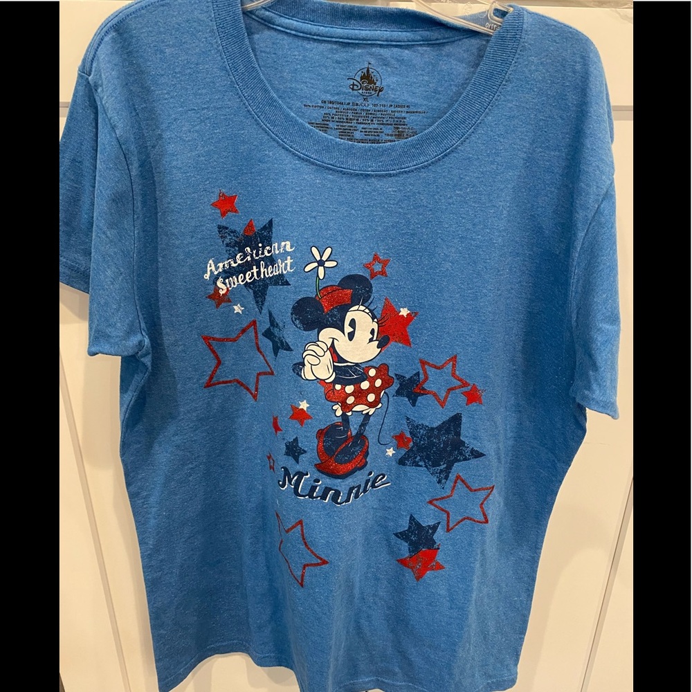 Disney Store Women's Minnie Mouse Blue American Sweetheart Blue T-shirt XL